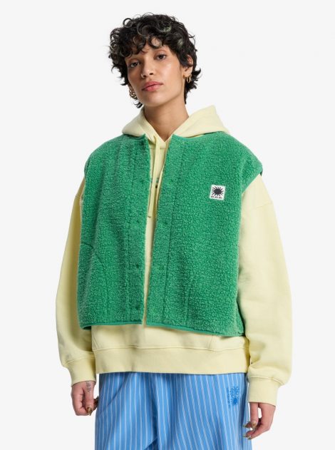 Quiksilver - Cropped - Gilet Sherpa sans manches pour Femme Leprechaun