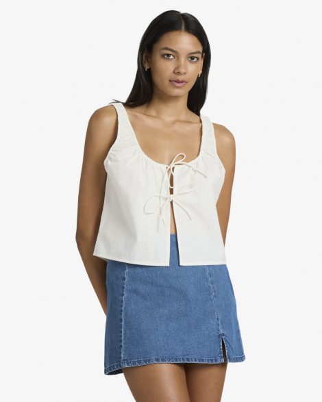 RVCA Haut à nouer sur l'avant Blanc Femme Cloud