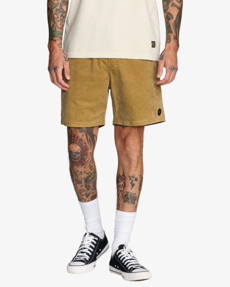 RVCA - Escape Elastic Cord Short élastique en velours côtelé  Homme Ochre