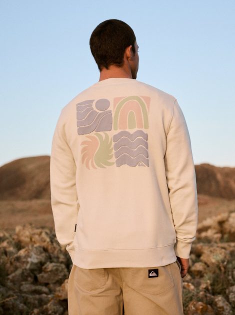 Quiksilver - Vibes Sweat à col rond Blanc Homme